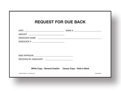 Due Back Form | professionally printed by The New Beaver Press