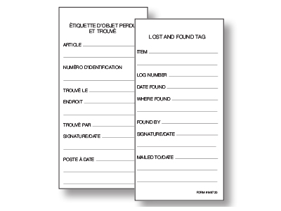 Lost and Found Tags | professionally printed by The New Beaver Press