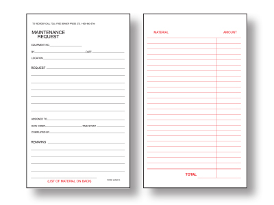 Maintenance Request Form | professionally printed by The New Beaver Press